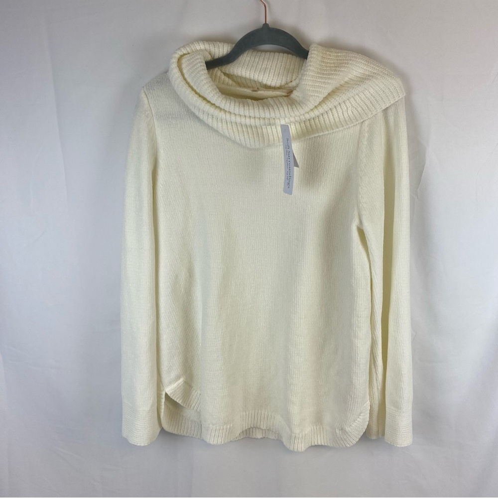 NWT Soft Surroundings Ivory Soft Winds Turtleneck Sweater Chenille